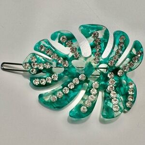 Crystal embellished Monstera leaf hair clip